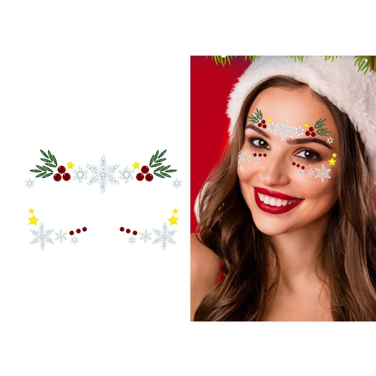 Trucco Decorazioni Adesive Viso Crystal Natalizio | Guirca