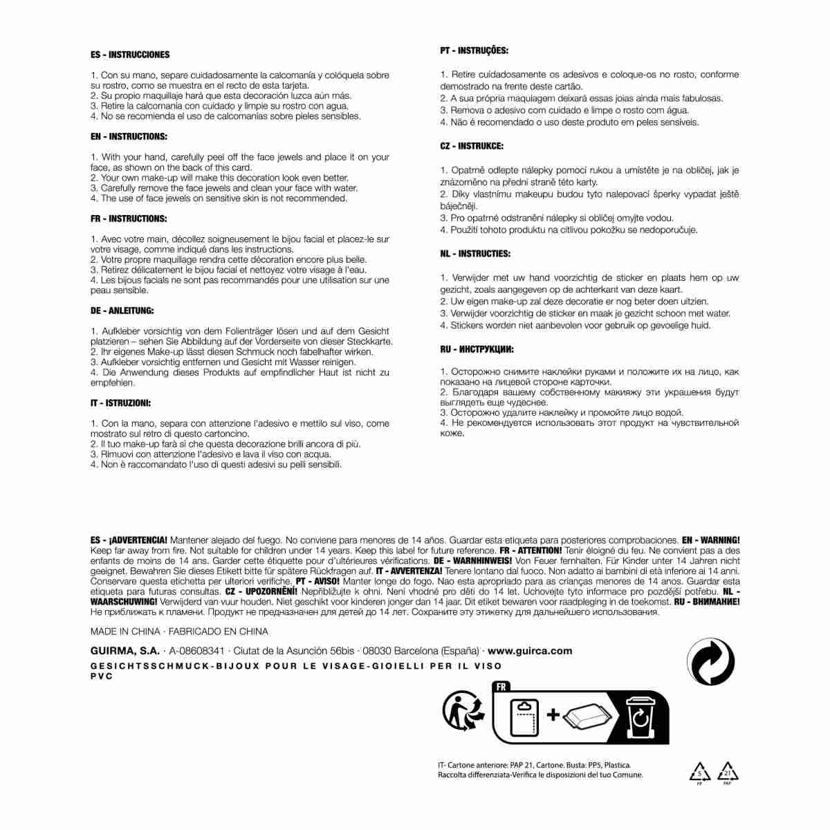 Trucco Decorazioni Adesive Viso Crystal Natalizio | Guirca