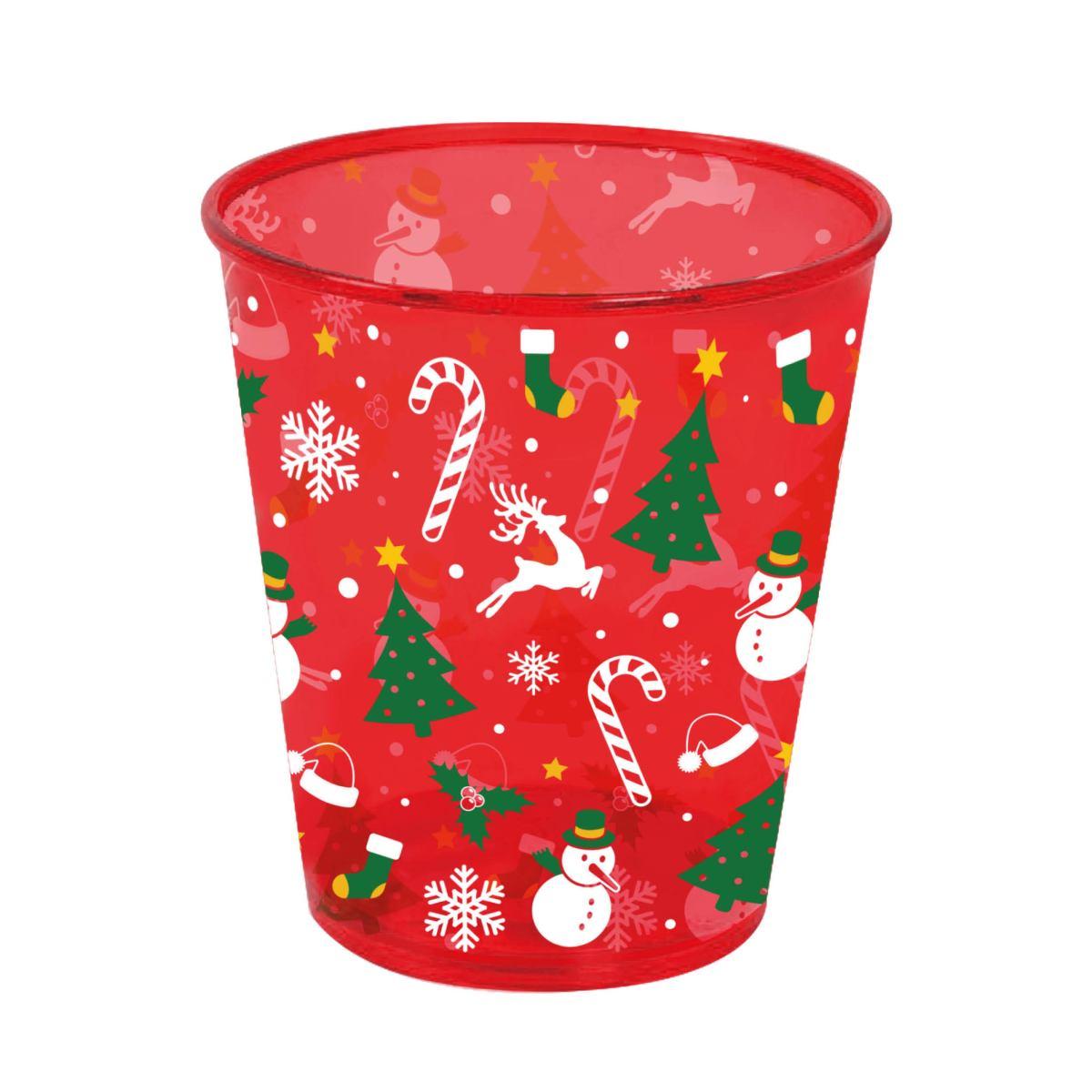 Bicchieri Natale PL Rosso con Decori cm.10 pz.01 | Guirca