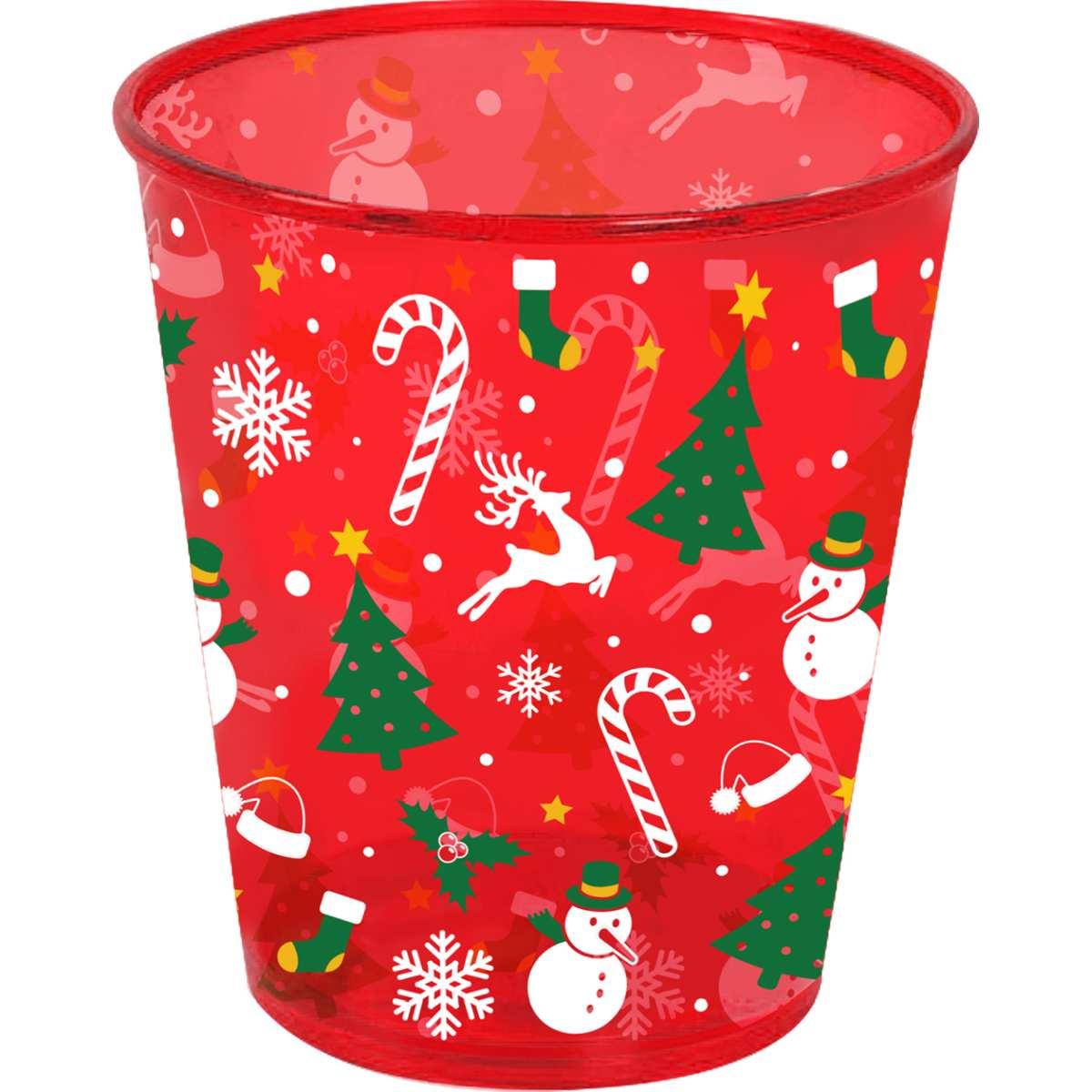 Bicchieri Natale PL Rosso con Decori cm.10 pz.01 | Guirca