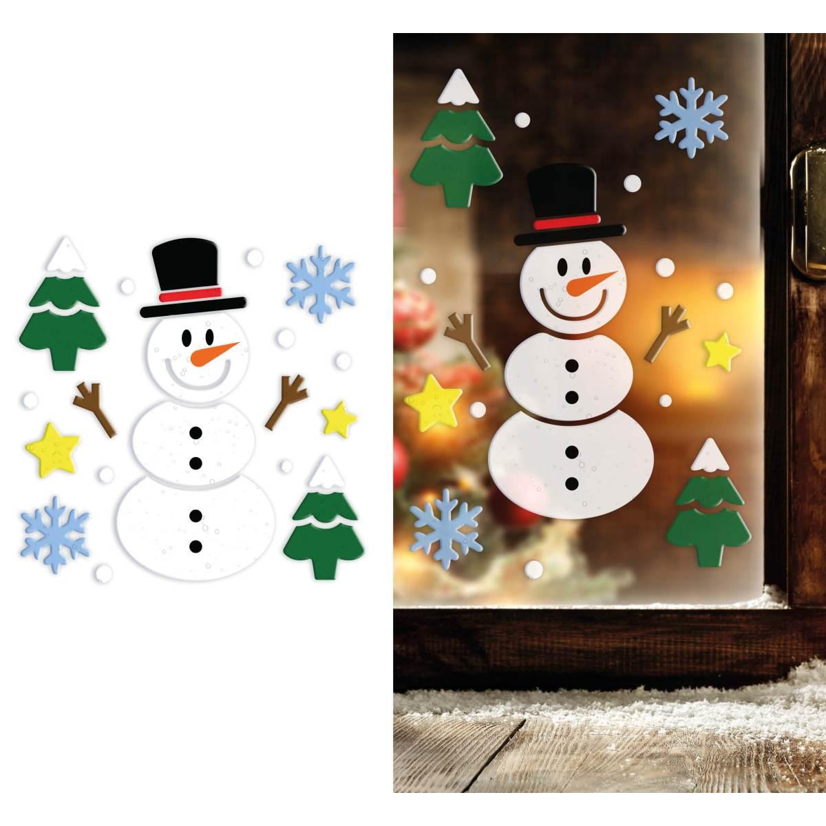 Vetrofanie Gel Adesive Natale Pupazzo di Neve cm.20x25 | Guirca