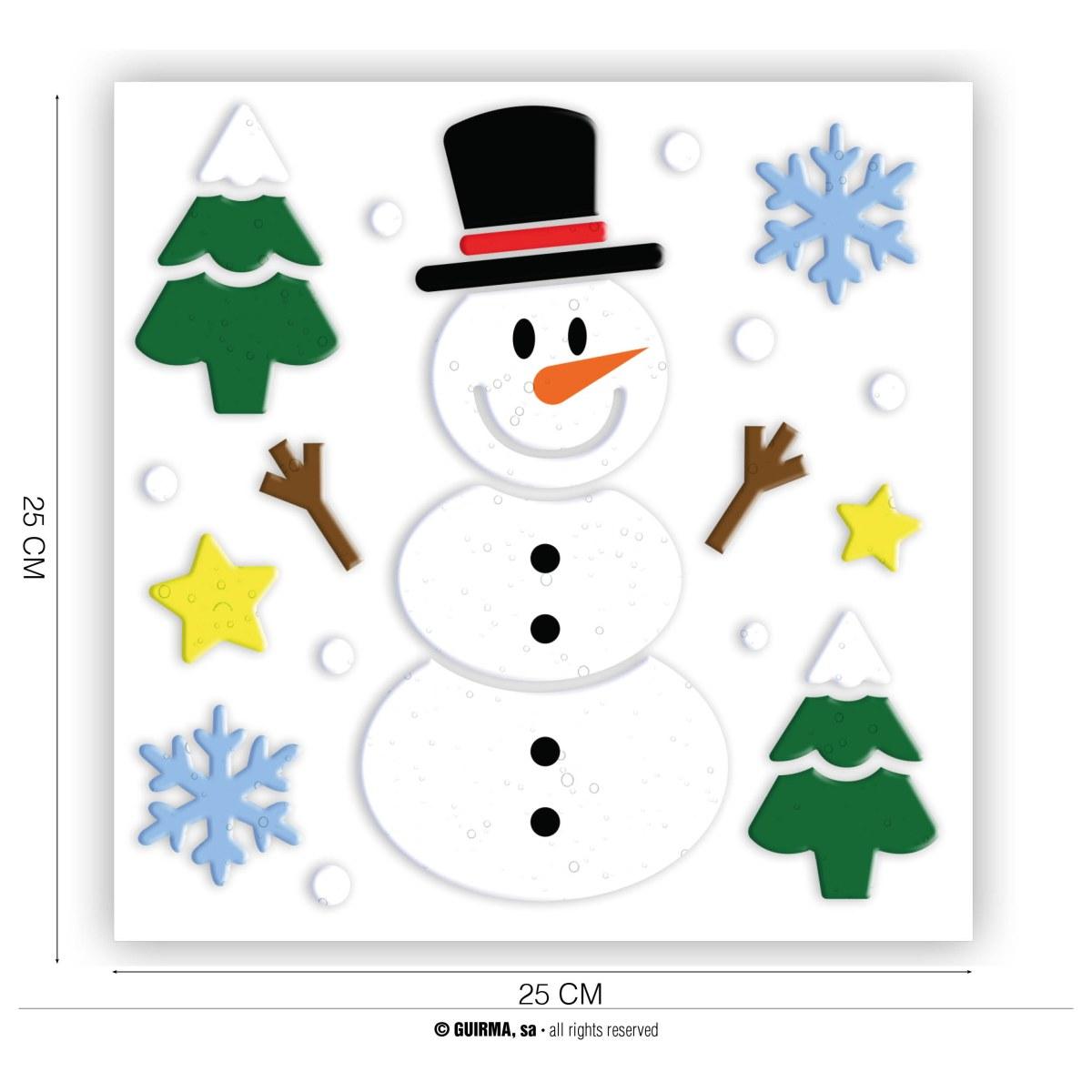 Vetrofanie Gel Adesive Natale Pupazzo di Neve cm.20x25 | Guirca