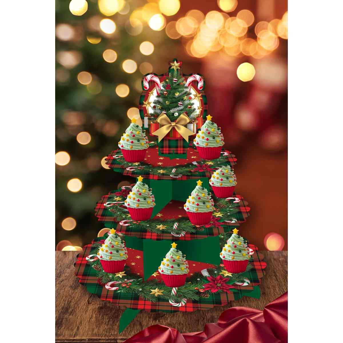 Vassoio Alzata Natalizio Carta 3 Piani cm.40x30 | Guirca