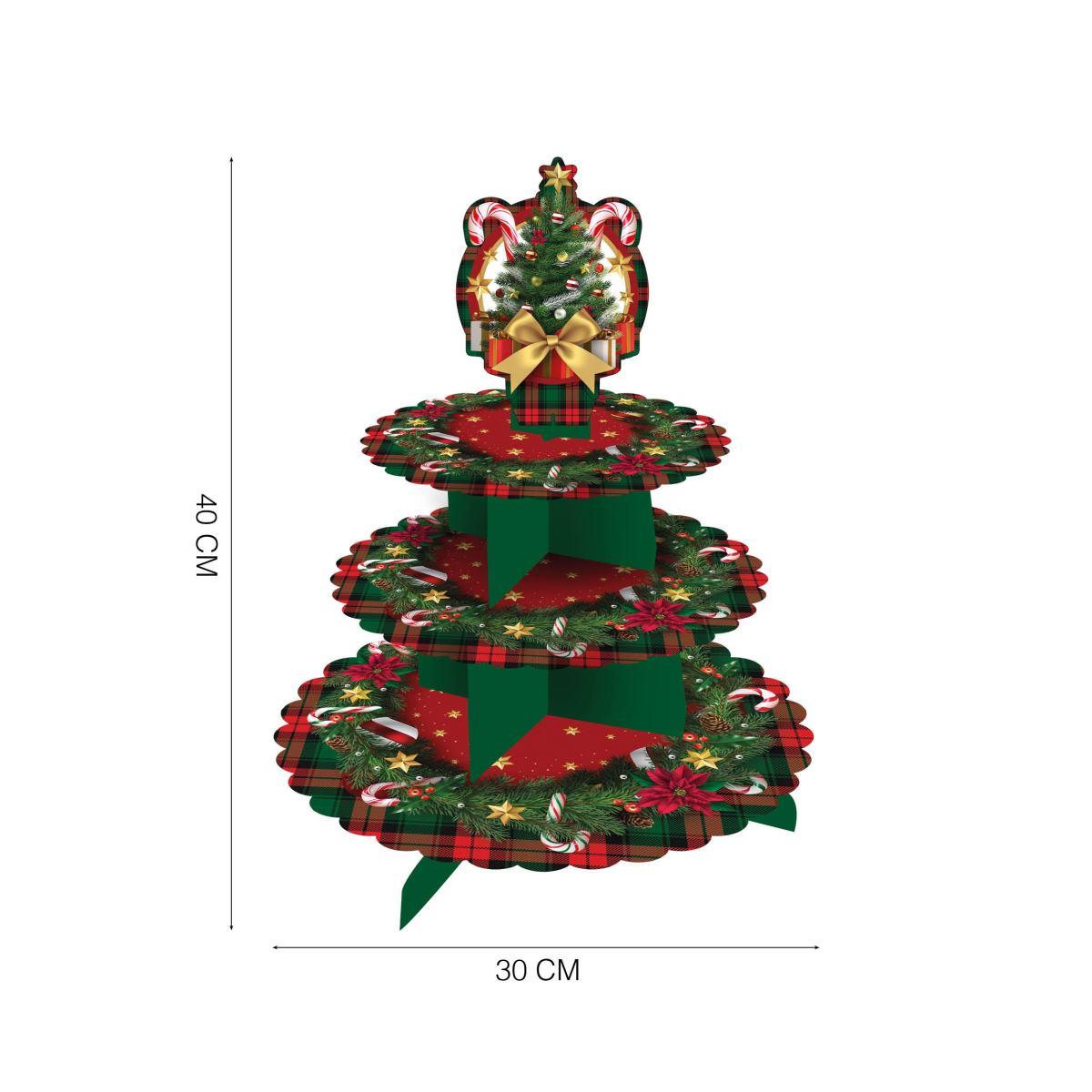 Vassoio Alzata Natalizio Carta 3 Piani cm.40x30 | Guirca