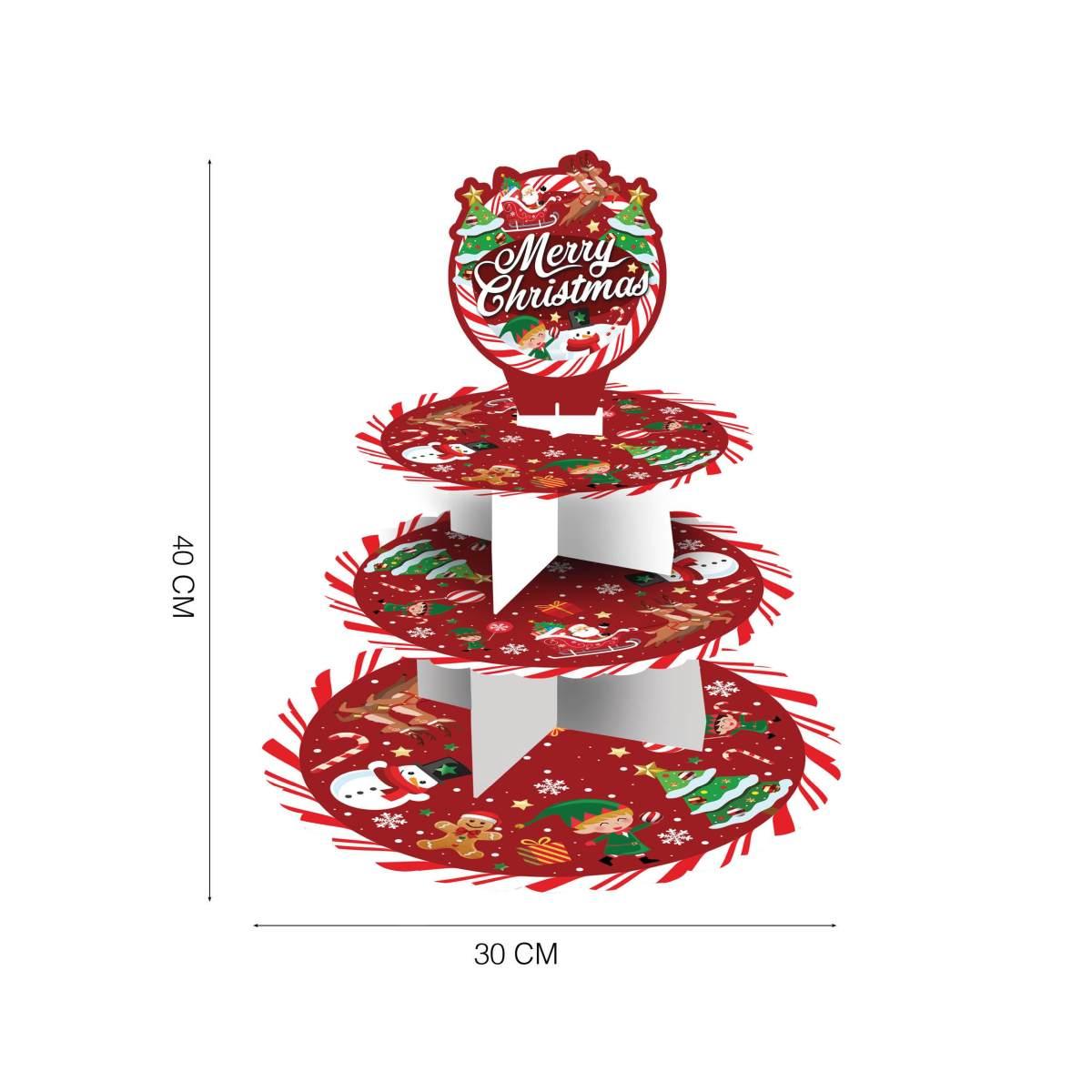 Vassoio Alzata Natalizio Carta 3 Piani cm.40x30 | Guirca