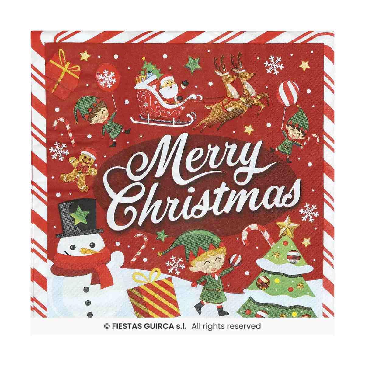 Tovagliolo Natale p20 Fantasia Con Scritta cm.16x16 | Guirca