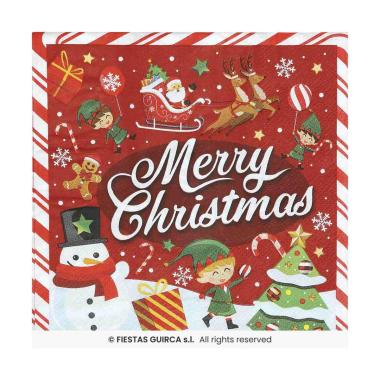 Tovagliolo Natale p20 Fantasia Con Scritta cm.16x16 | Guirca