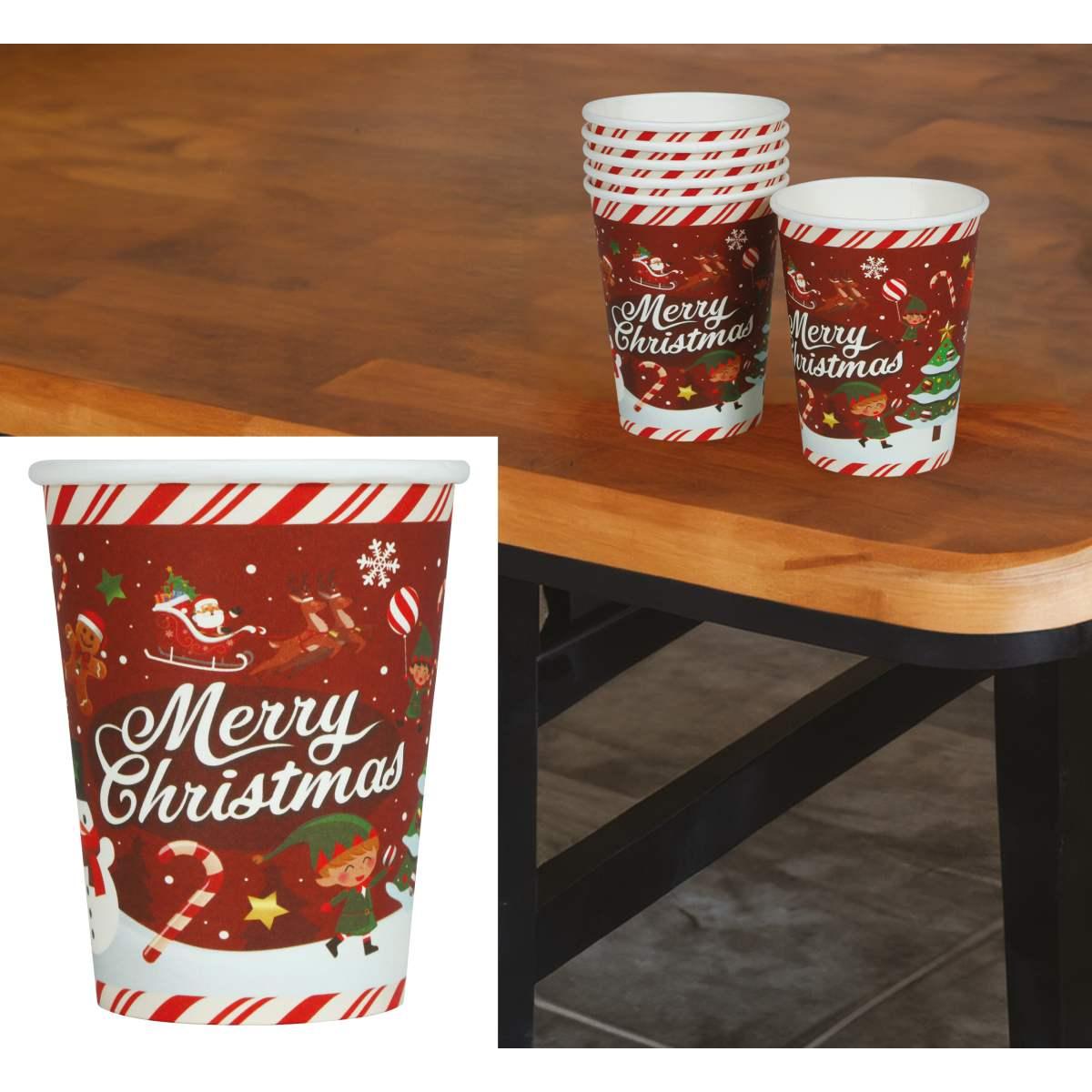 Bicchieri Natale Carta Con Scritta ml.240 pz.6 | Guirca