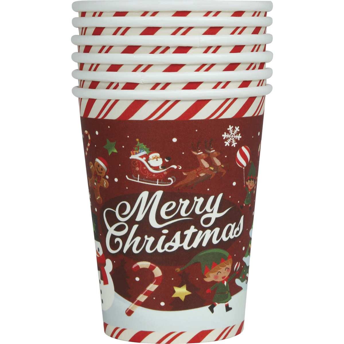 Bicchieri Natale Carta Con Scritta ml.240 pz.6 | Guirca