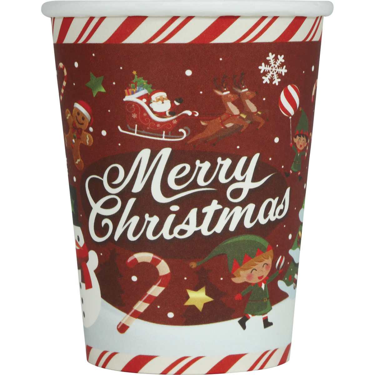 Bicchieri Natale Carta Con Scritta ml.240 pz.6 | Guirca