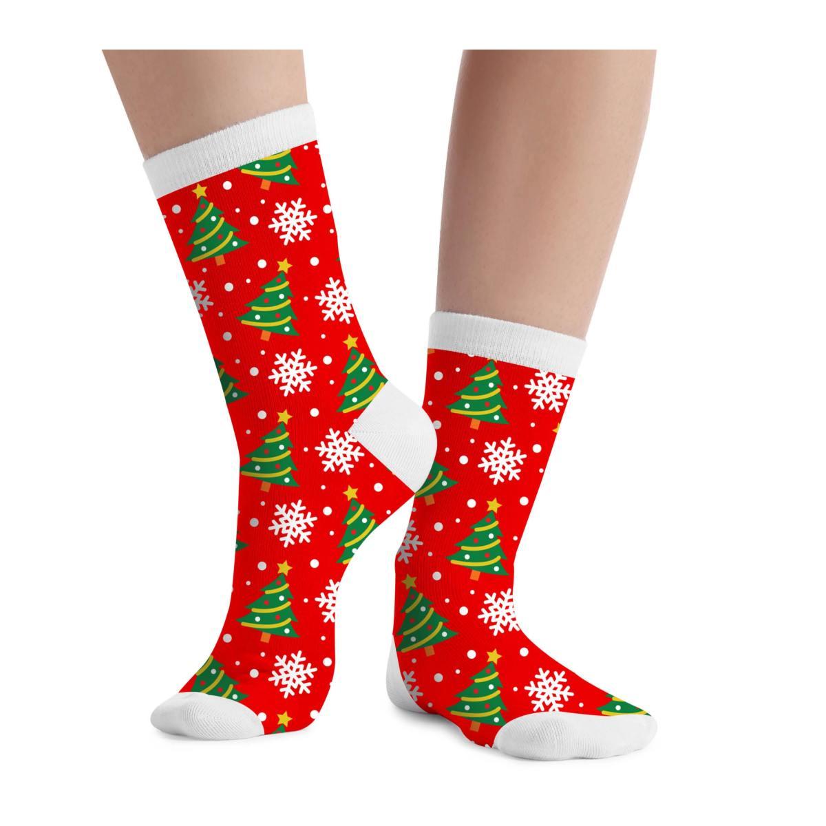 Calzini Natale Rossi con Alberi | Guirca