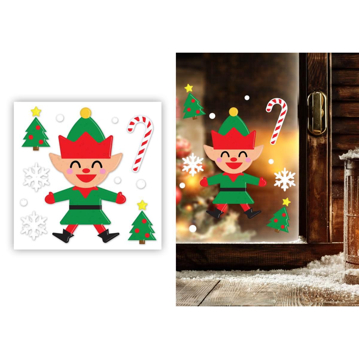 Vetrofanie Gel Adesive Elfo Natale cm.20x25 | Guirca