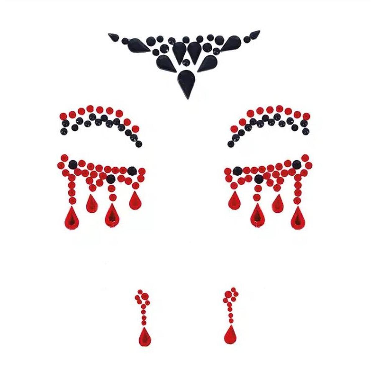 Trucco Decorazioni Adesive Viso Strass Vampira | Guirca