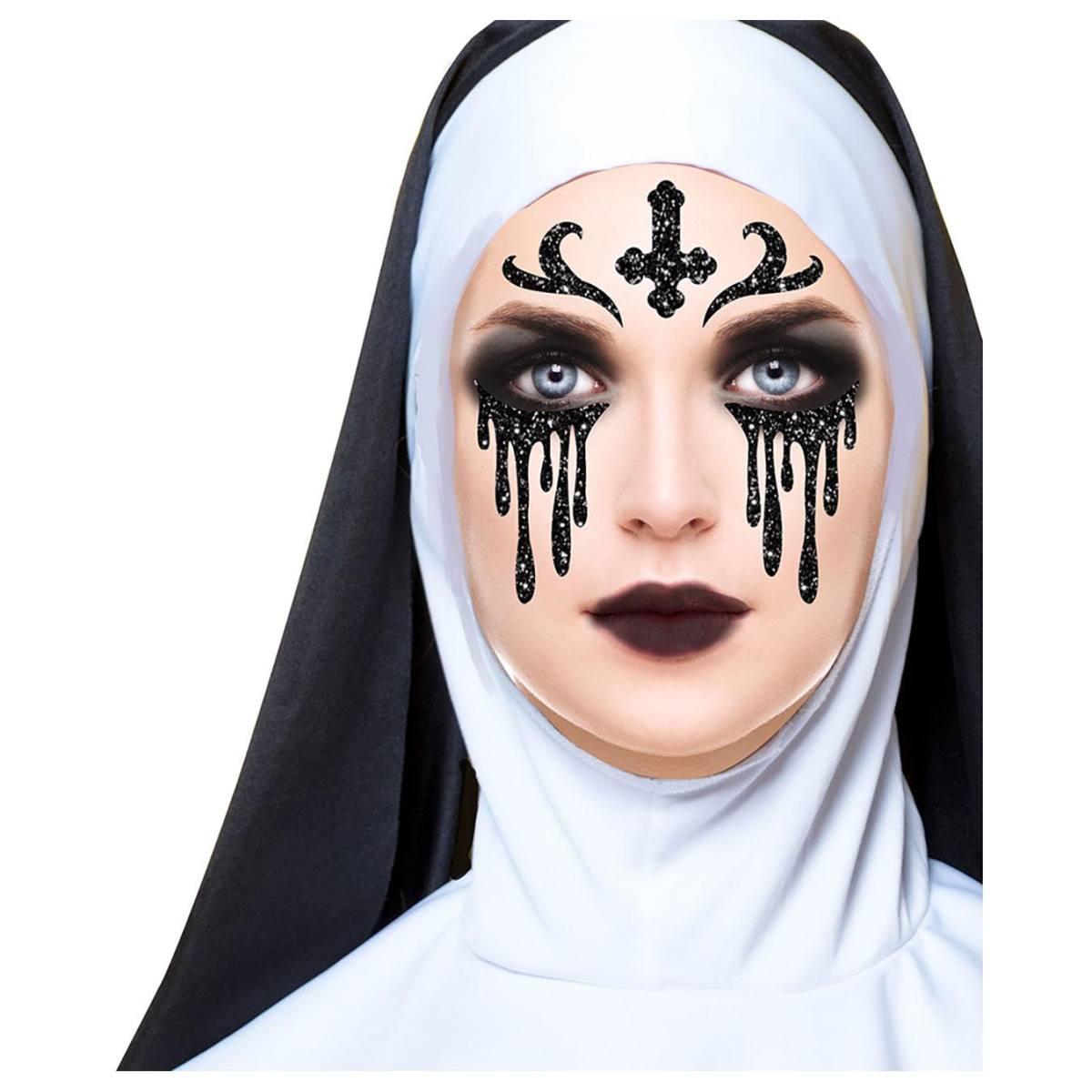 Trucco Decorazioni Adesive Viso Suora Glitter | Guirca