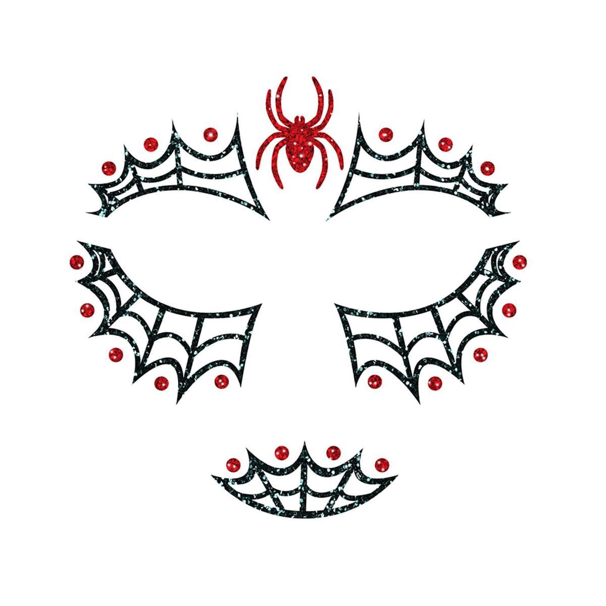 Trucco Decorazioni Adesive Viso Ragnatela Glitter | Guirca