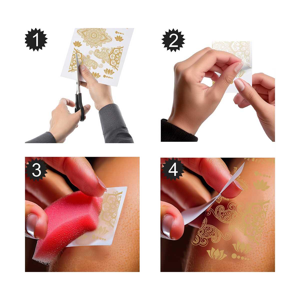 Tatuaggi Viso Rimovibili Orientali Oro | Guirca