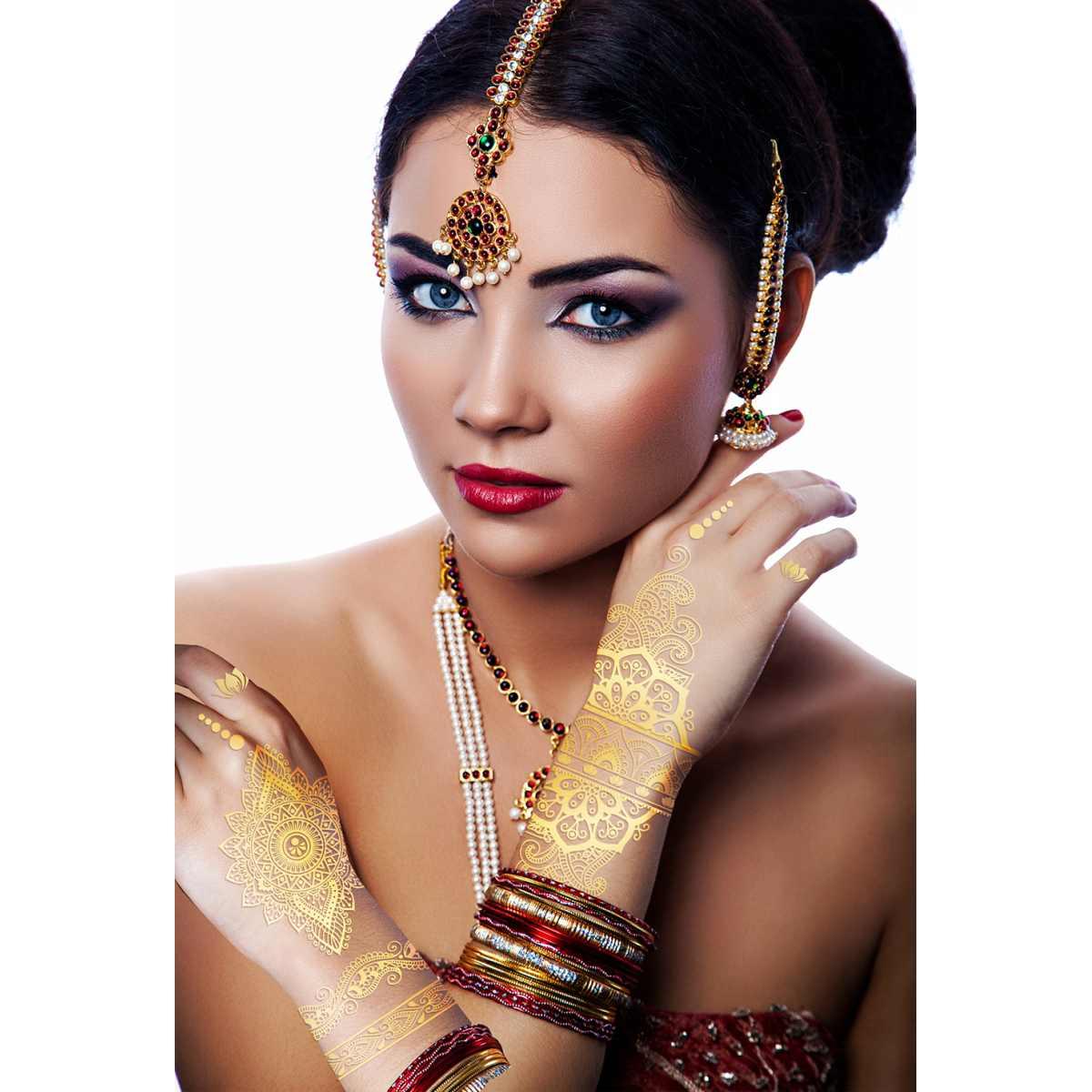 Tatuaggi Viso Rimovibili Orientali Oro | Guirca