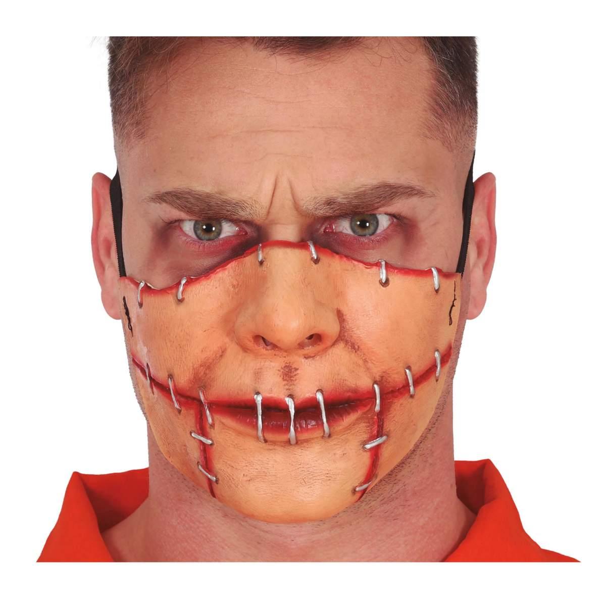 Maschera Viso Horror Lattice Bocca Cucita | Guirca