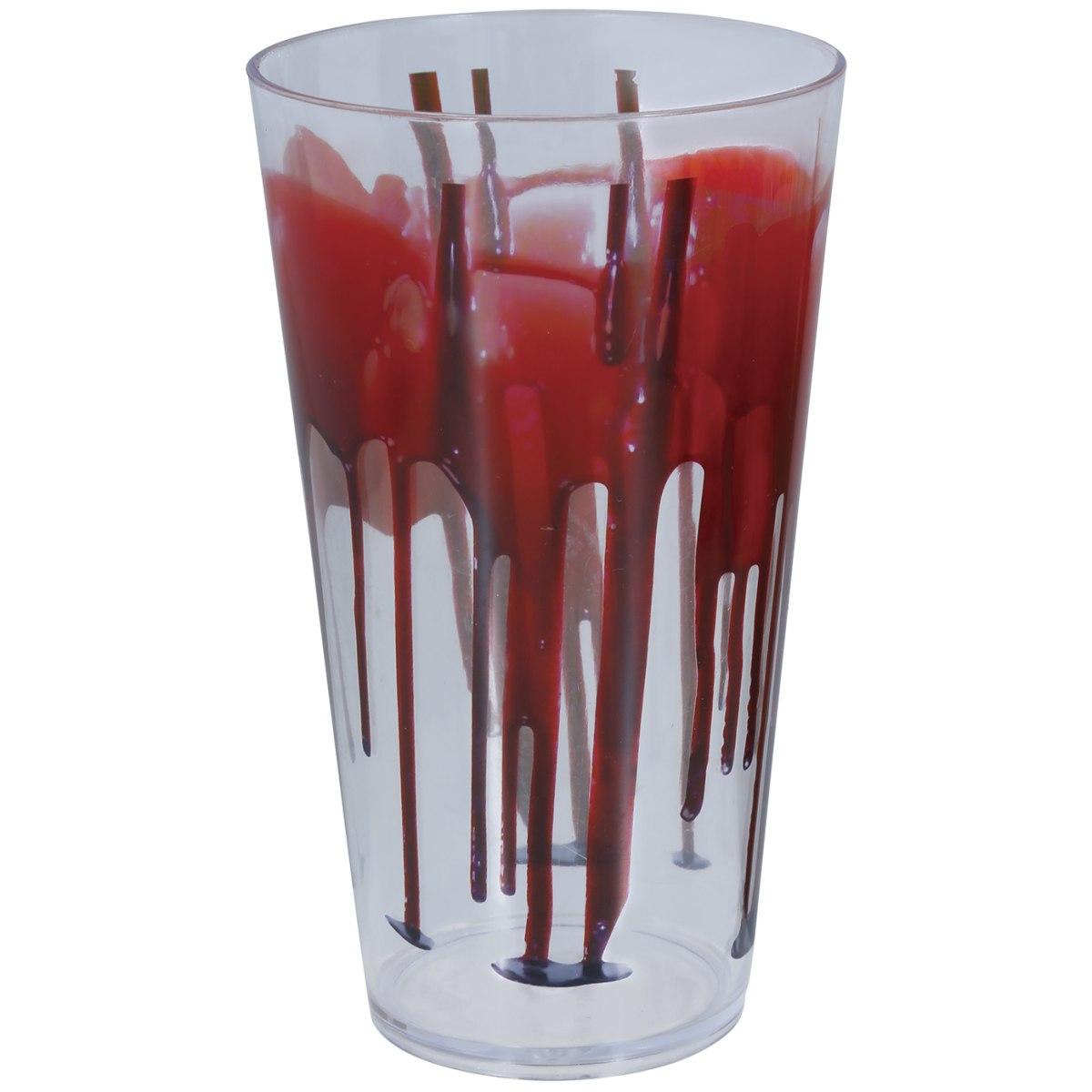 Bicchiere Halloween PVC Trasparente con Sangue cm.15 | Guirca