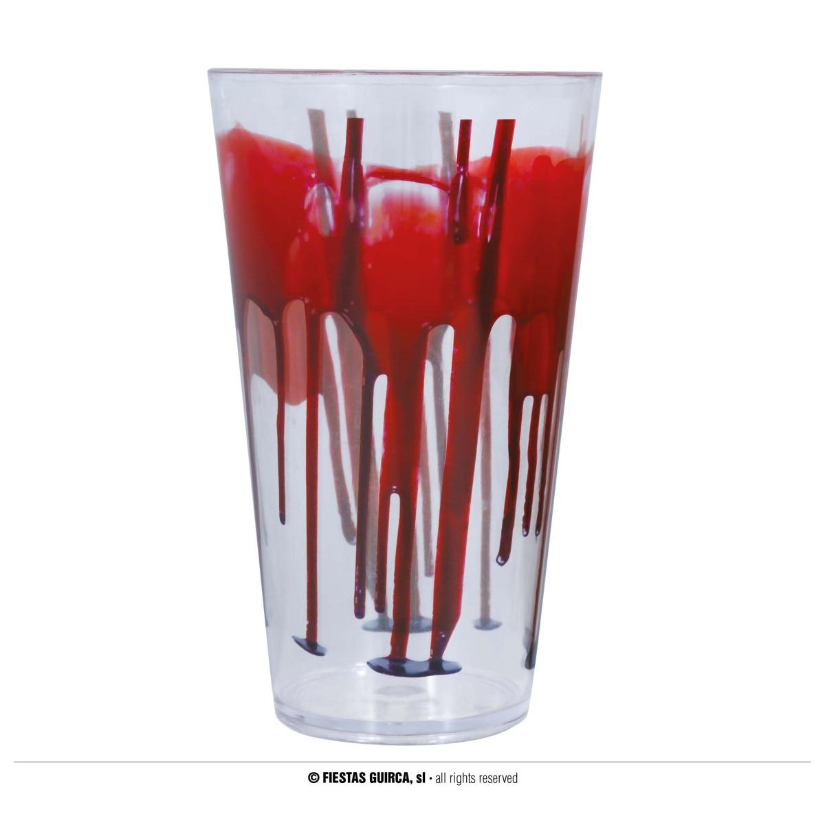 Bicchiere Halloween PVC Trasparente con Sangue cm.15 | Guirca