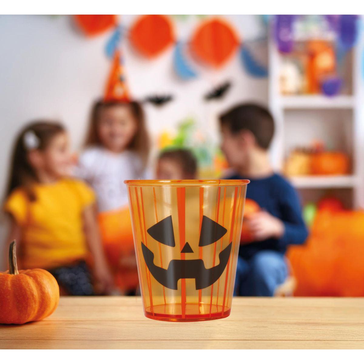Bicchiere Halloween PVC Arancione con Zucca cm.10 | Guirca