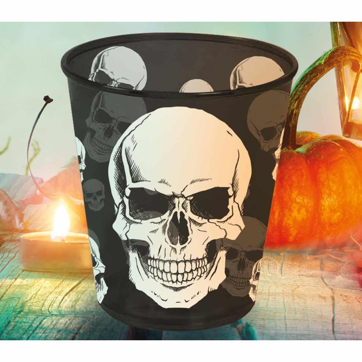 Bicchiere Halloween PVC Nero con Teschio cm.10 | Guirca