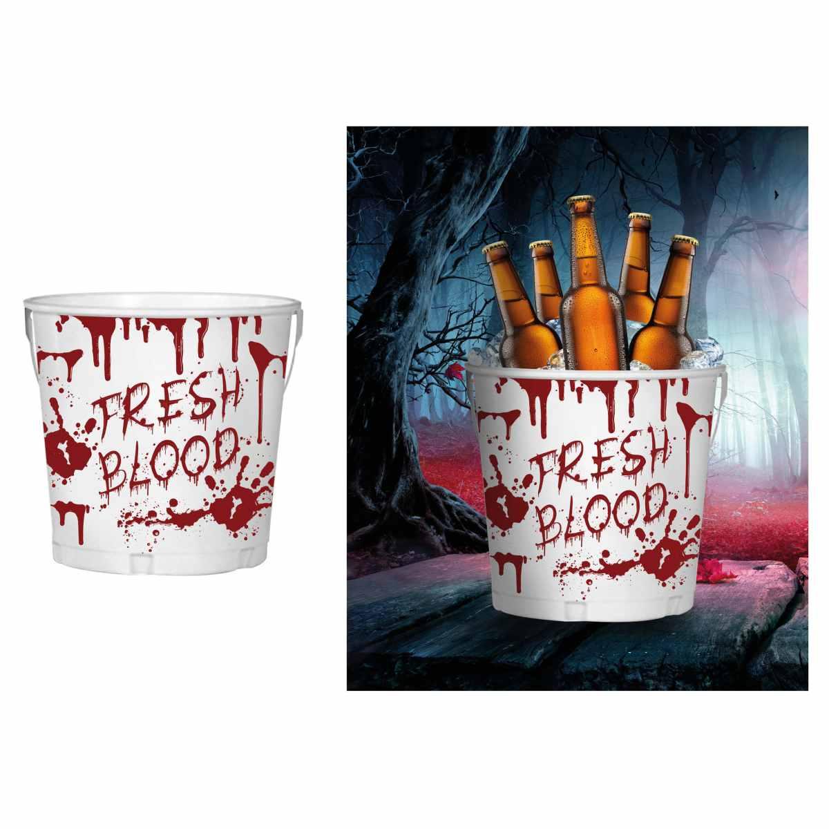 Secchiello Halloween Metallo con Impronte Insanguinate cm.19x23 | Guirca