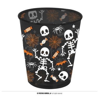 Bicchiere Halloween PVC Nero con Scheletri cm.10 | Guirca