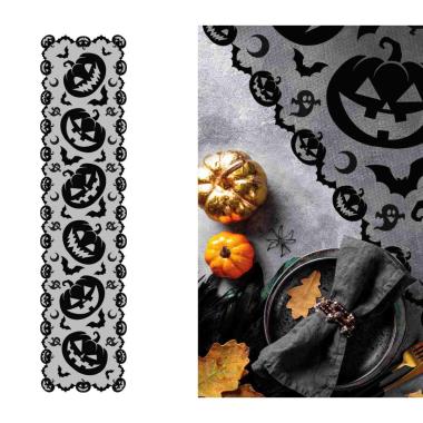 Runner Halloween Nero con Zucche cm.45x200 | Guirca