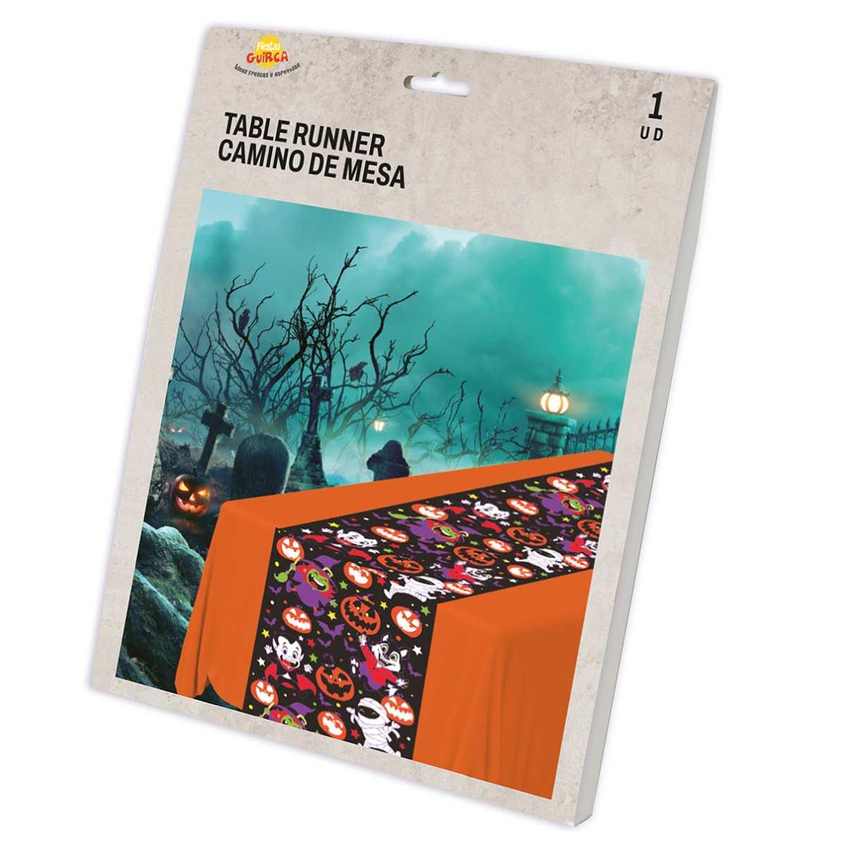 Runner Halloween Nero con Zucche e Fantasmi cm.28x275 | Guirca