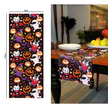 Runner Halloween Nero con Zucche e Fantasmi cm.28x275 | Guirca
