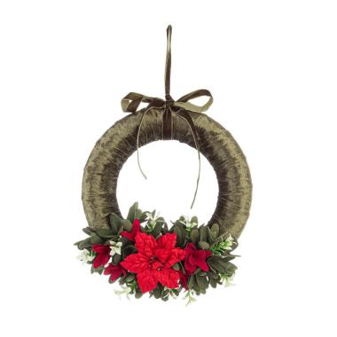 Fuoriporta Velluto Ingrid Verde con Fiori cm.Ã˜28 |Bizzotto_140