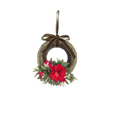 Fuoriporta Velluto Ingrid Verde con Fiori cm.Ã˜19 |Bizzotto_133