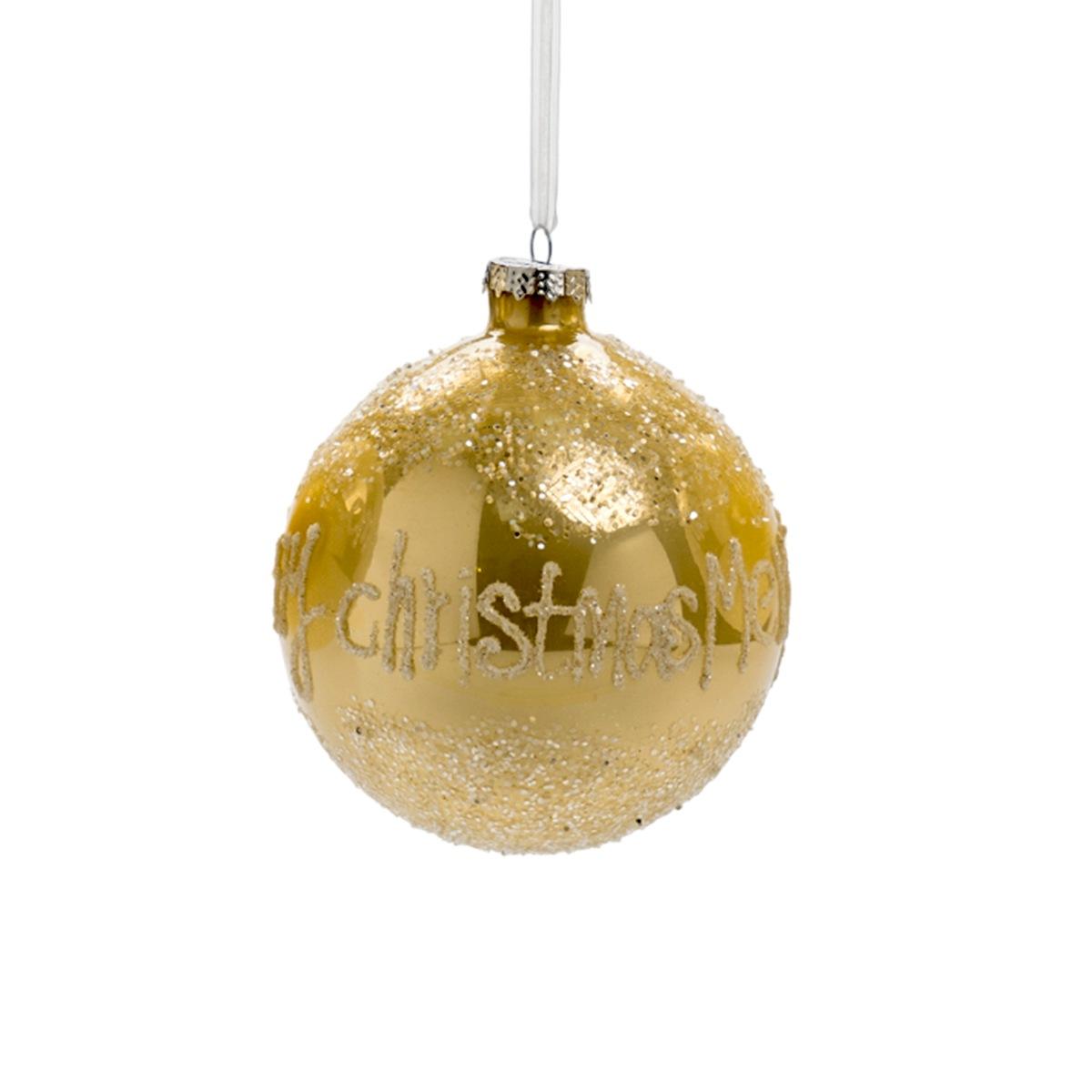 Pallina Natale Vetro cm.Ã˜10 Oro con Scritta Merry Christmas |Silani_617