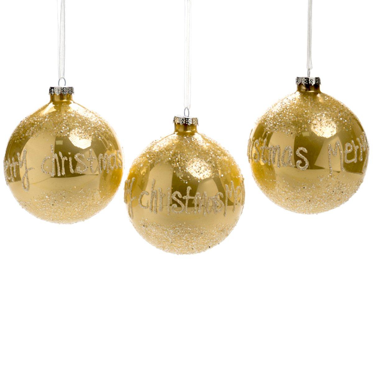 Pallina Natale Vetro cm.Ã˜10 Oro con Scritta Merry Christmas |Silani_617