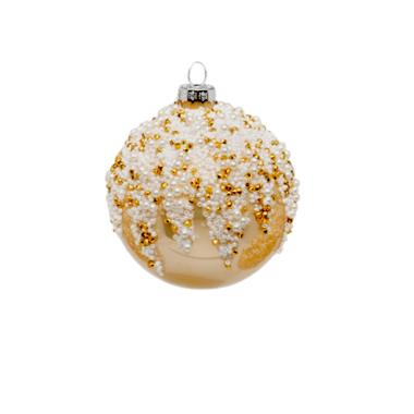 Pallina Natale Vetro cm.Ã˜7 Oro Champagne con Perline |Silani_419B