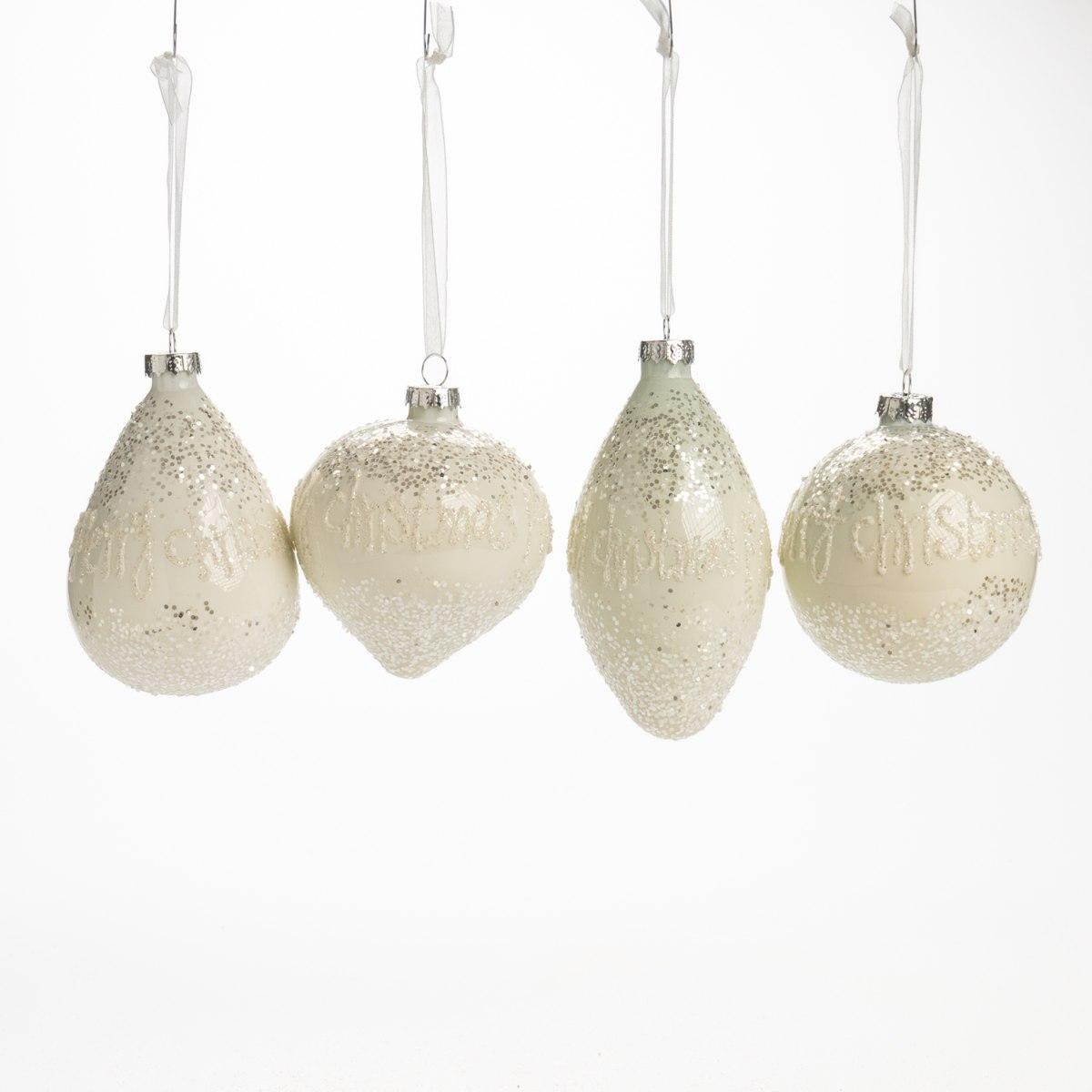 Pallina Natale Vetro cm.Ã˜7 Bianca con Scritta Merry Christmas |Silani_935B