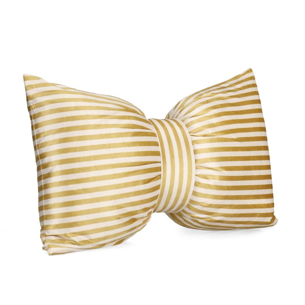 Cuscino Arredo Athel Fiocco Righe Oro 60x40 |Bizzotto_555