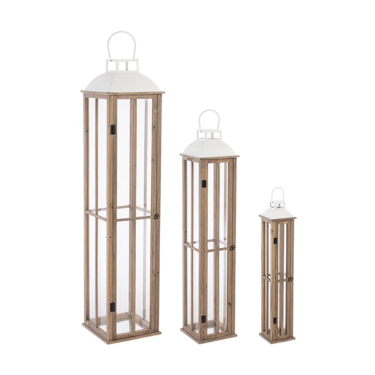 Lanterna cm.104 Legno Shayra Naturale Tetto Bianco |Bizzotto_328