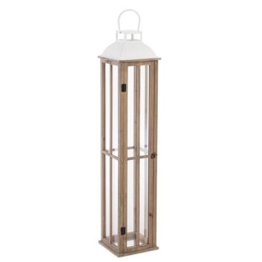 Lanterna cm.104 Legno Shayra Naturale Tetto Bianco |Bizzotto_328