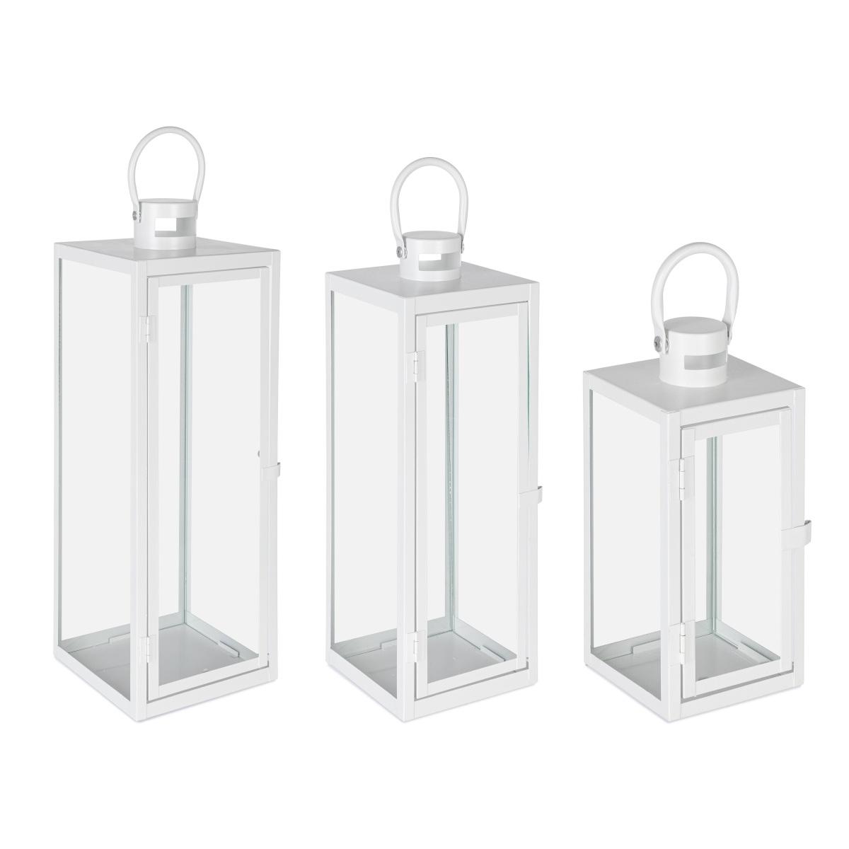 Lanterna Metallo Azenor Bianca cm.18x18x52 |Bizzotto_504