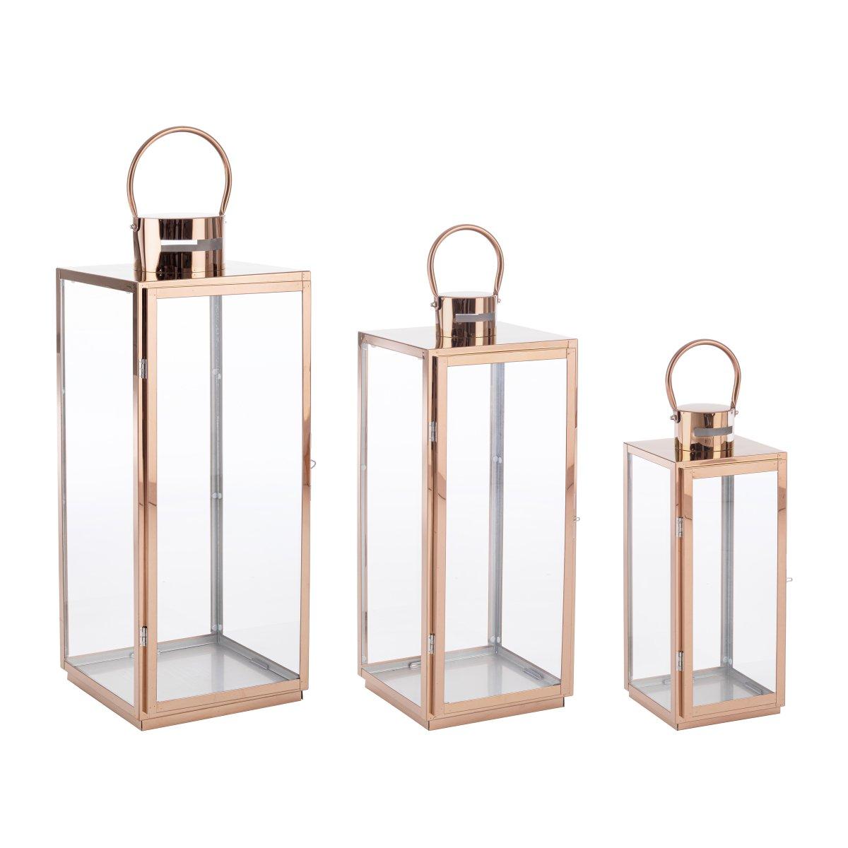 Lanterna Metallo Albam Rame cm.22x21x53,5 |Bizzotto_579