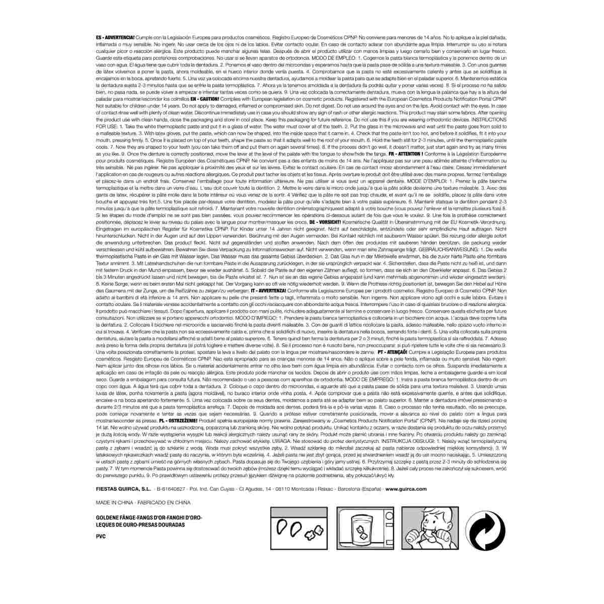 Denti Vampiro PVC Oro |Guirca_028