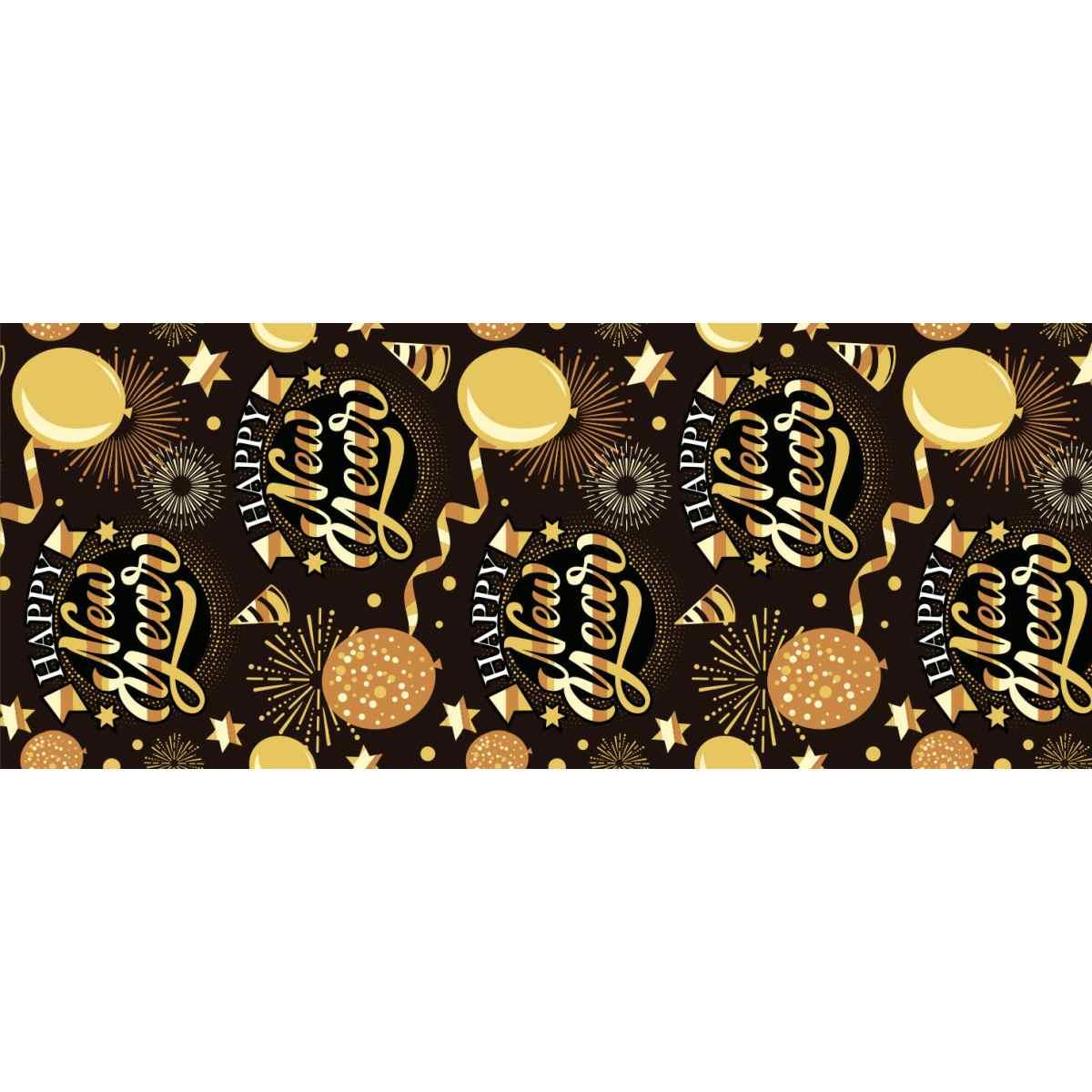 Runner Capodanno Nero con Scritta Oro cm.28x300 |Guirca_124