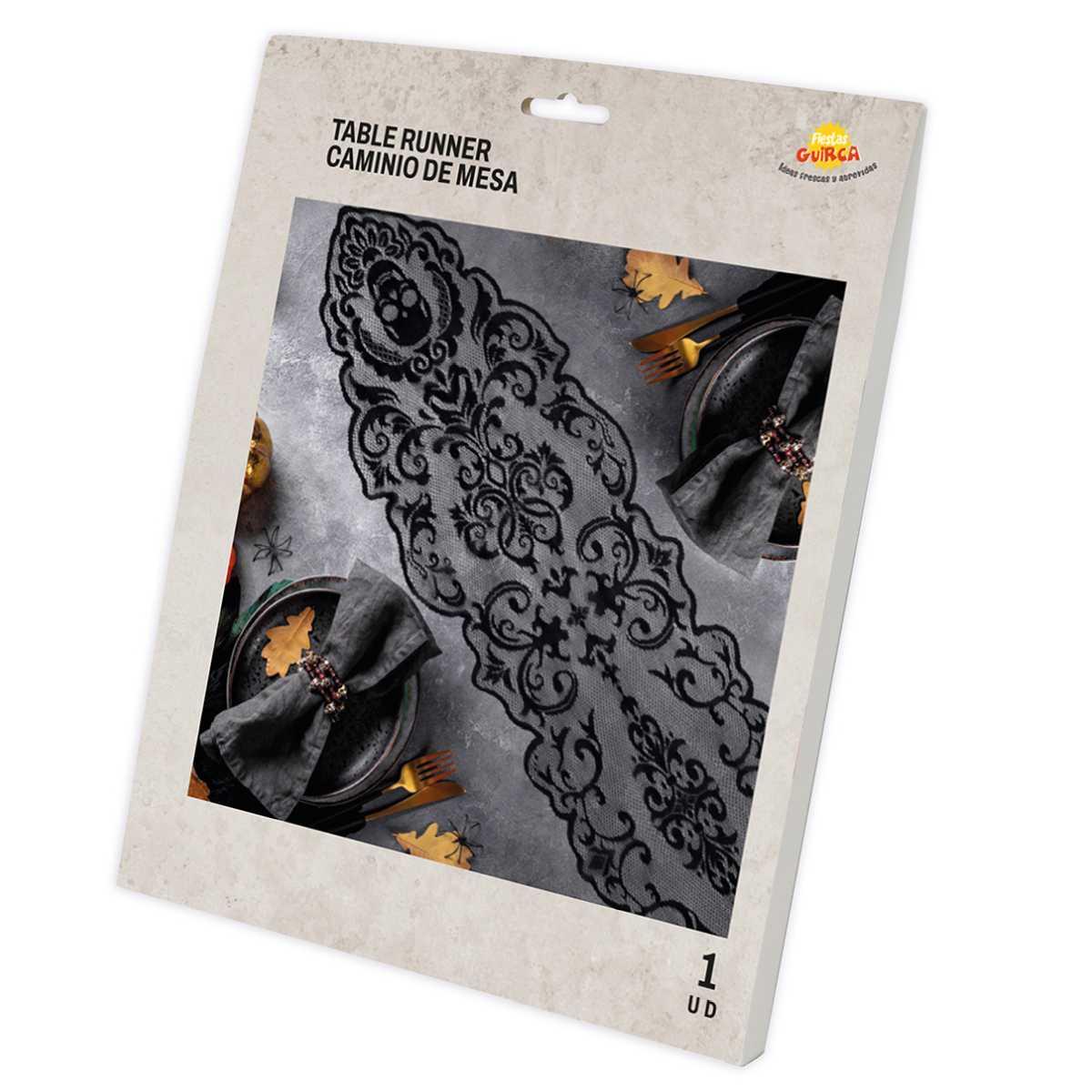 Runner Halloween Nero con Teschio cm.30x180 |Guirca_569