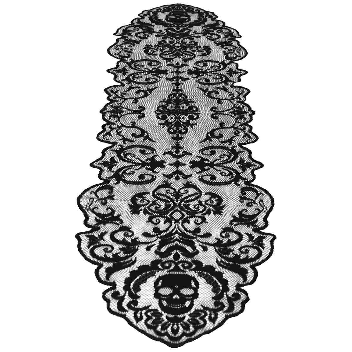 Runner Halloween Nero con Teschio cm.30x180 |Guirca_569