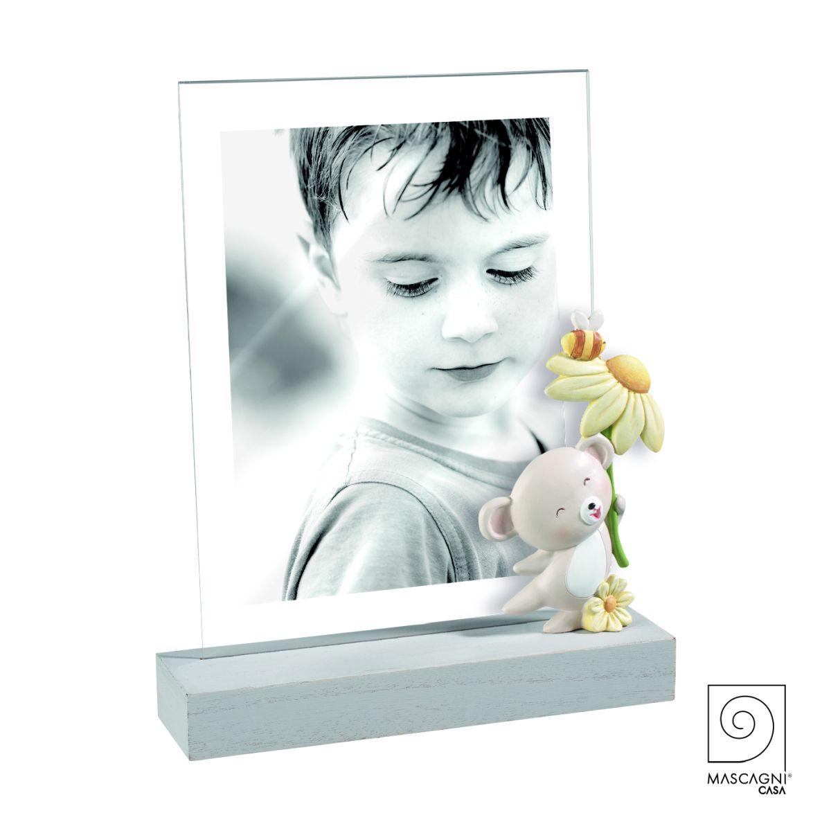 Cornice Legno cm.13x18 Orsetto con Fiore |Mascagni_869