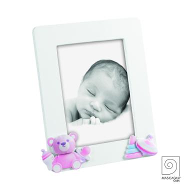 Cornice Legno cm.13x18 con Orsetto Rosa |Mascagni_680