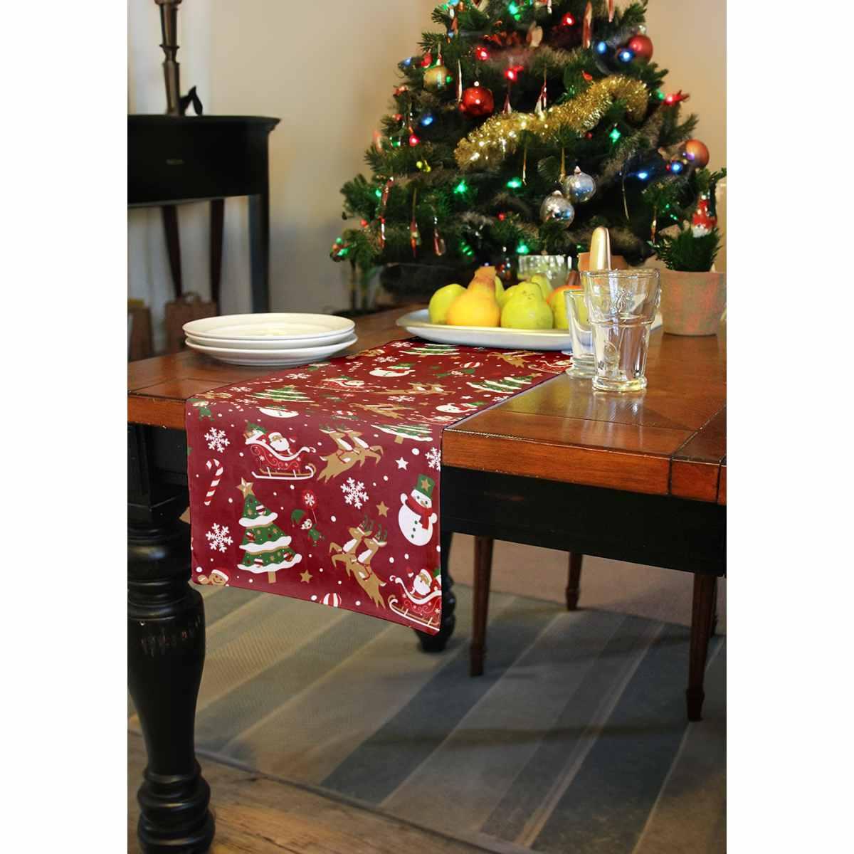 Runner Natalizio cm.28x300 in Tessuto Rosso con Decori |Guirma_224