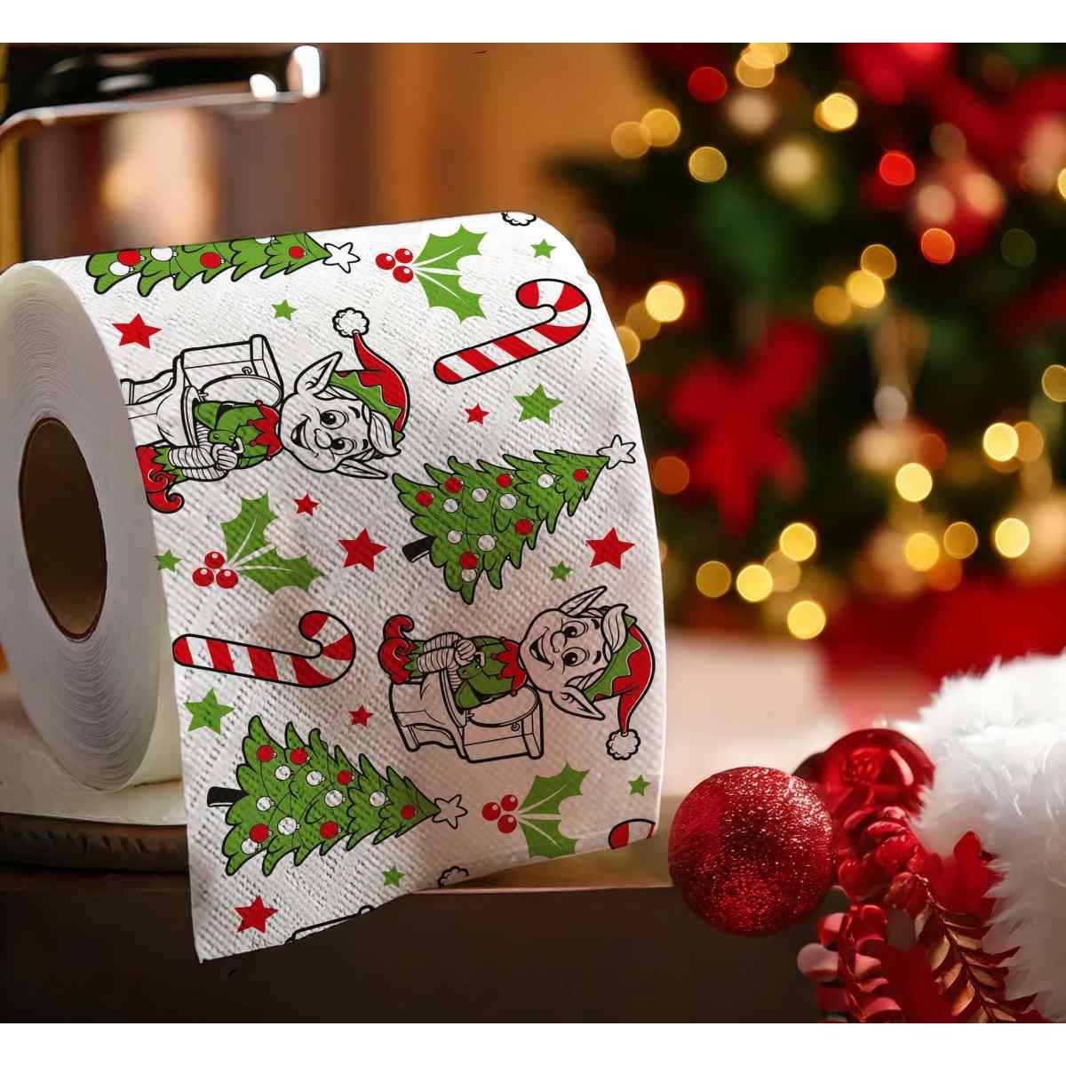 Carta Igienica Natale con Elfi 2 Strati mt.30 |_030